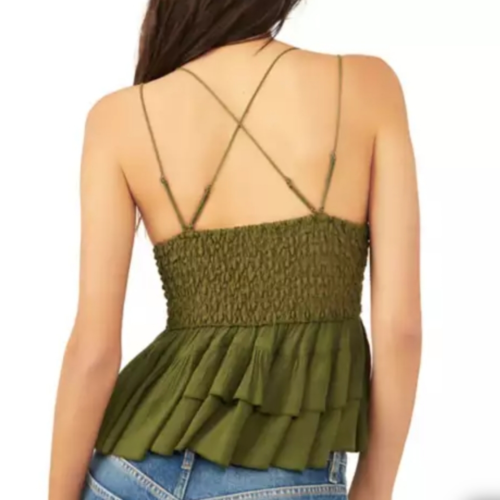 Free People Intimately Adella Cami Olive Sparrow S Nwt - Picture 5 of 6